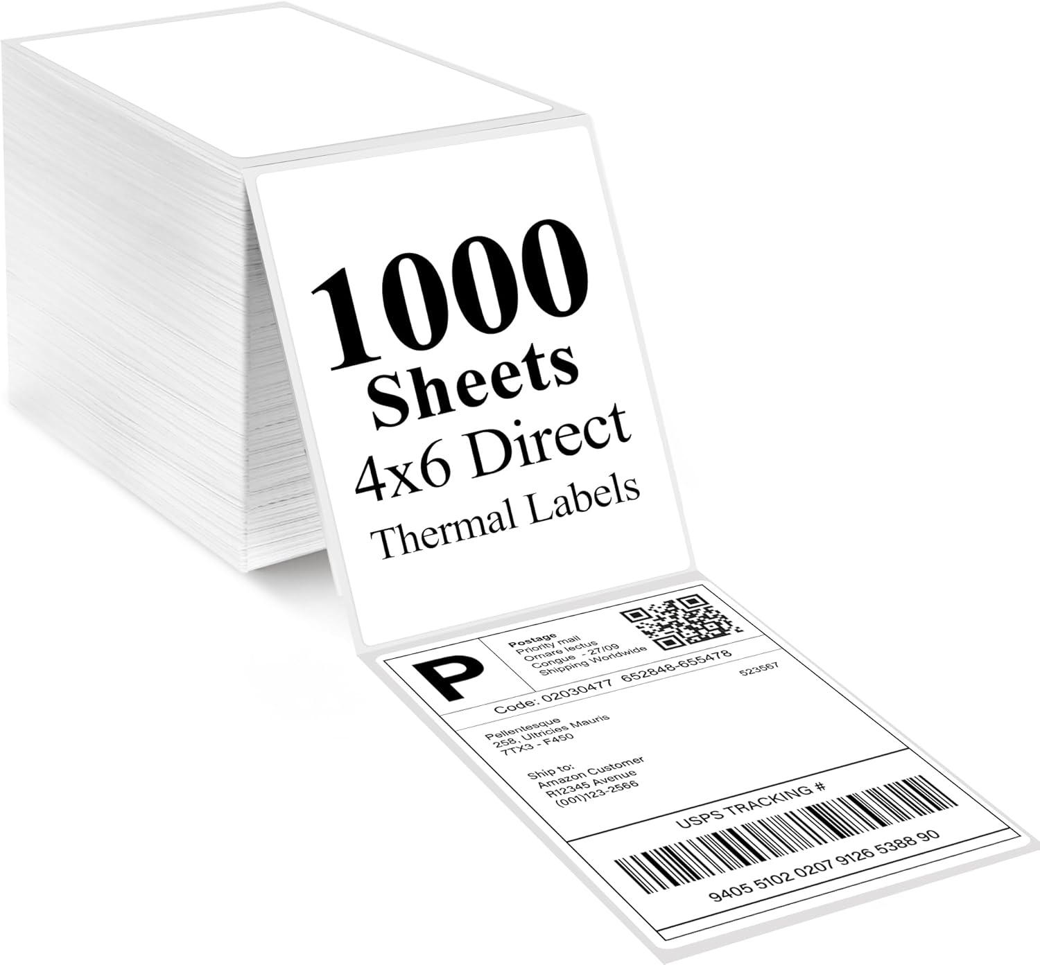 4x6 Direct Thermal Shipping Labels, 1000 Thermal Labels Fanfold with Perforated and Strong Adhesive, White Mailing Label Compatible with Zebra, Rollo Printer