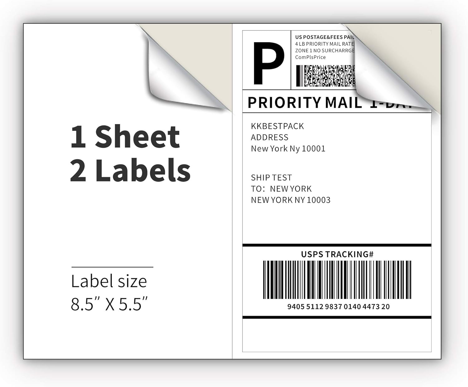 Half Sheet Shipping Labels for Laser and Inkjet Printers – 2 Per Page Self Adhesive Mailing Labels – White 8.5 x 5.5 (200 Labels) (2LP)